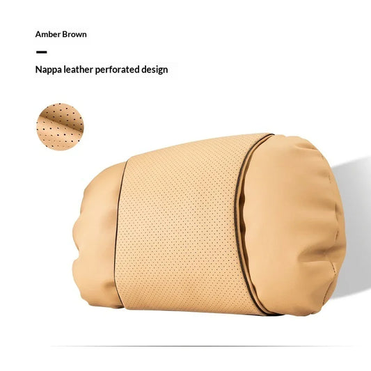 Premium Leather Car Neck Pillow - Ergonomic Head Rest